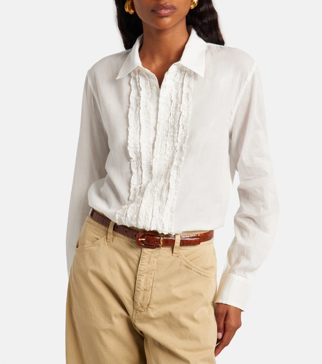Nili Lotan - Nathael ruffled cotton poplin shirt