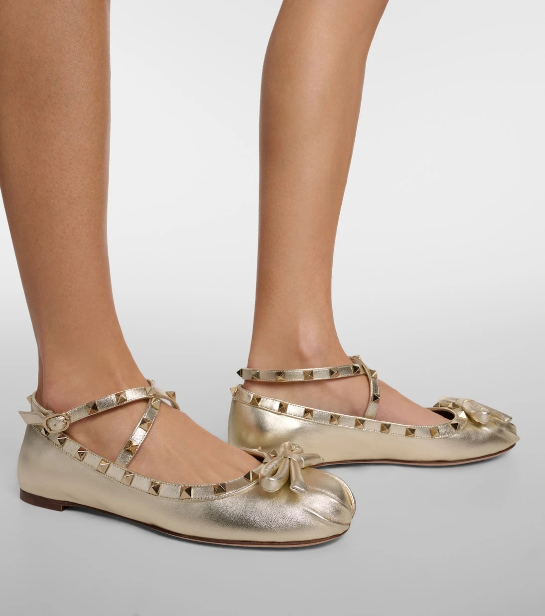 Valentino Garavani - Rockstud metallic leather ballet flats