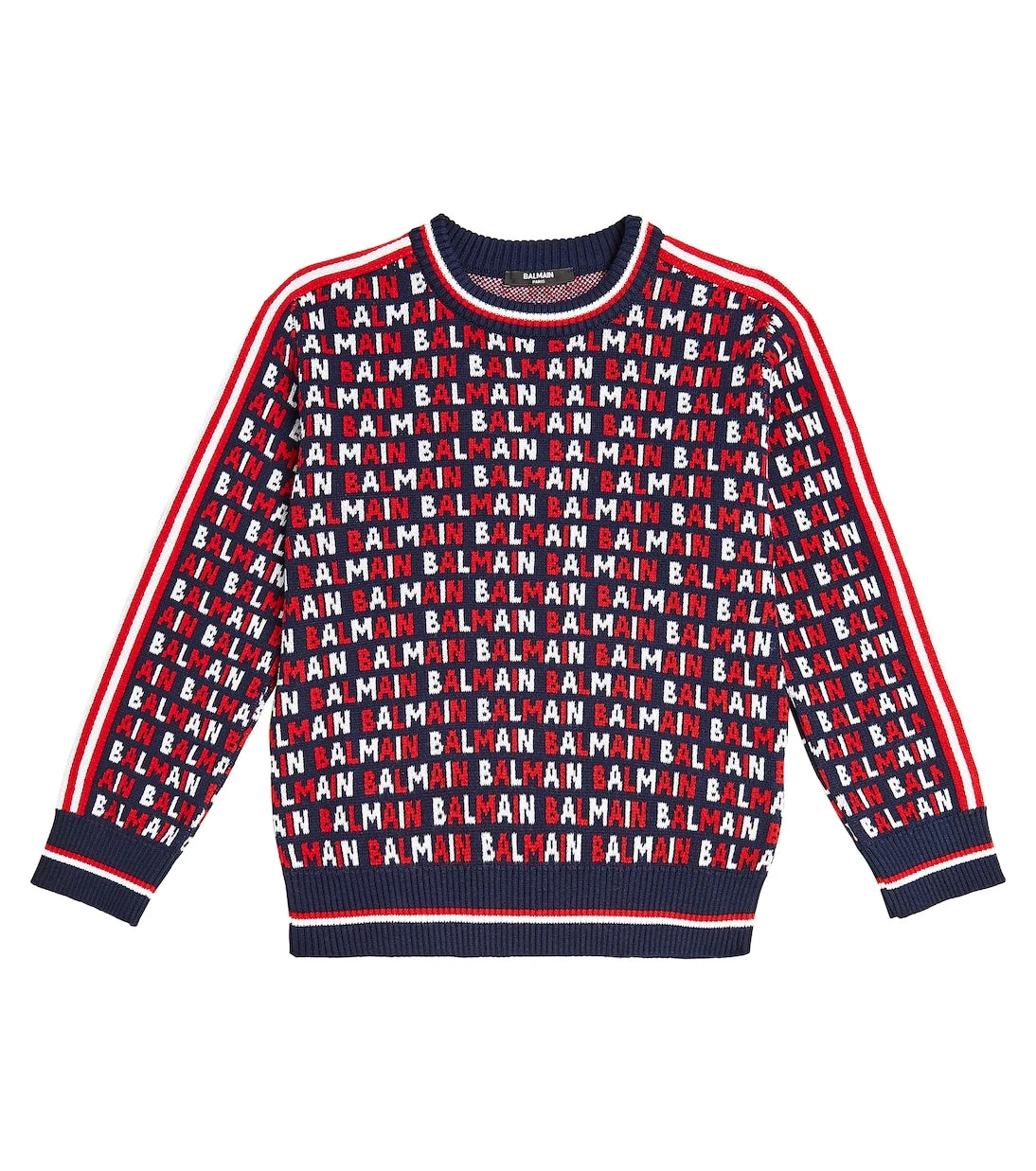 Balmain Kids - سويتر قطني بياقة مستديرة بنقشة المونوغرام