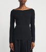 Stella McCartney Black Stretch Knit Off-The-Shoulder Top