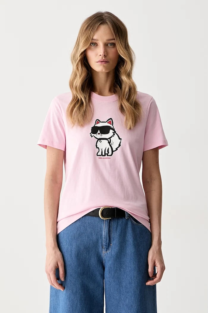 Karl Lagerfeld kadın pamuklu tişört IKON SKETCH