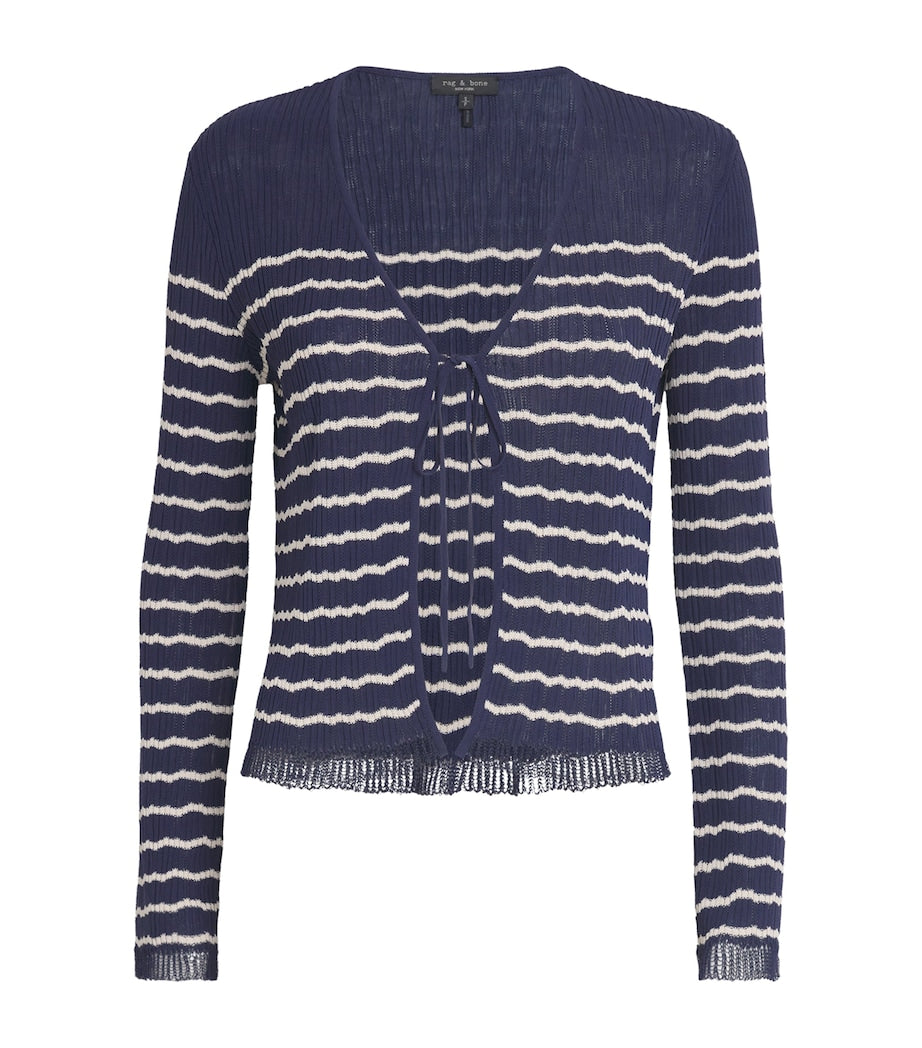 Rag & Bone Blue Cotton-Blend Striped Chiara Cardigan