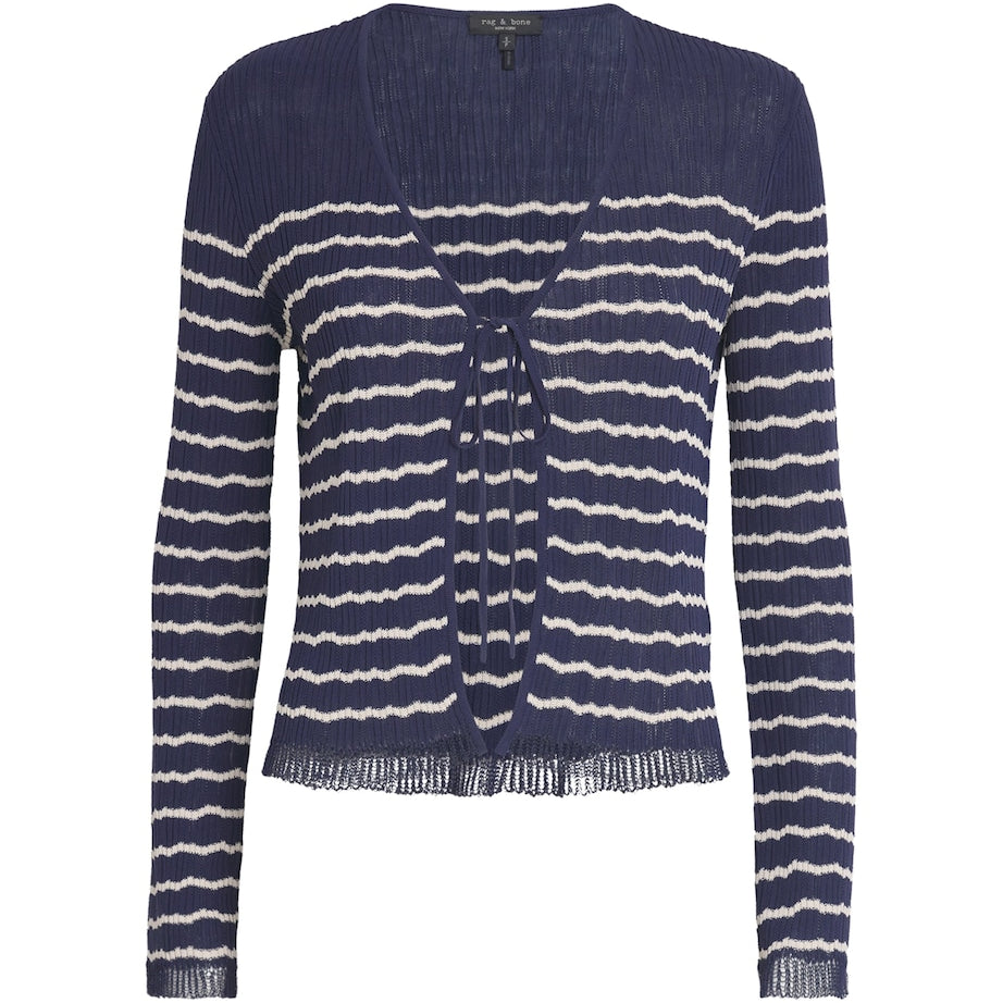 Rag & Bone Blue Cotton-Blend Striped Chiara Cardigan