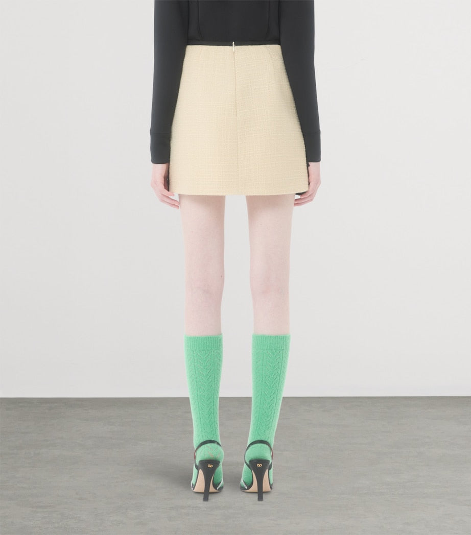 Valentino Beige Wool-Blend Ruffled Mini Skirt