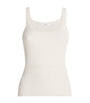 Max Mara White Cotton-Blend Ribbed Tank Top