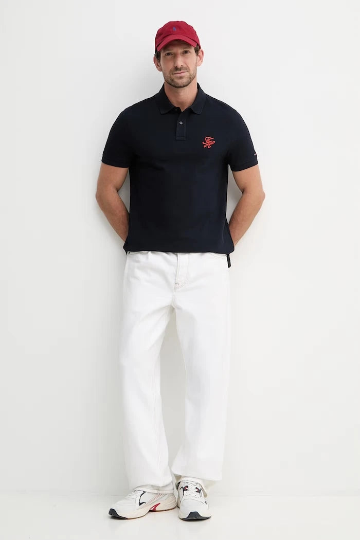 Tommy Hilfiger тениска с яка мъжка от памук SUMMER