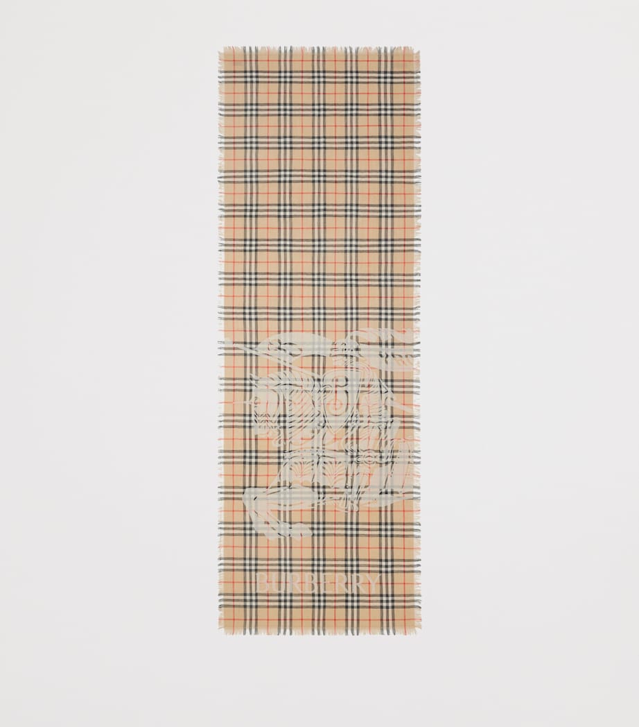 Burberry Beige Wool Wide EKD Check Scarf