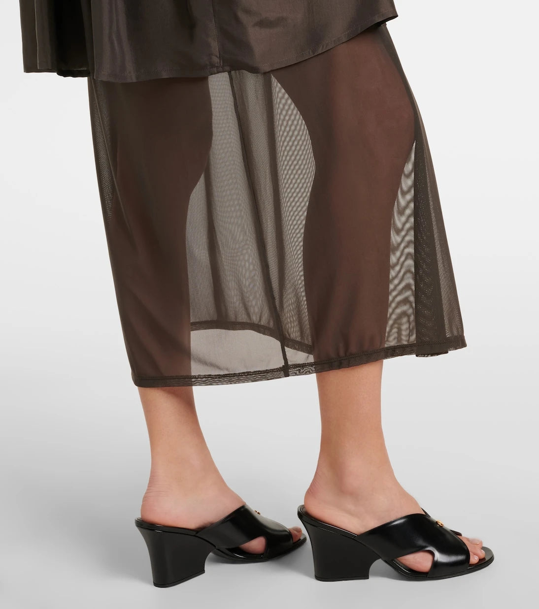 Lemaire - Draped semi-sheer silk midi skirt