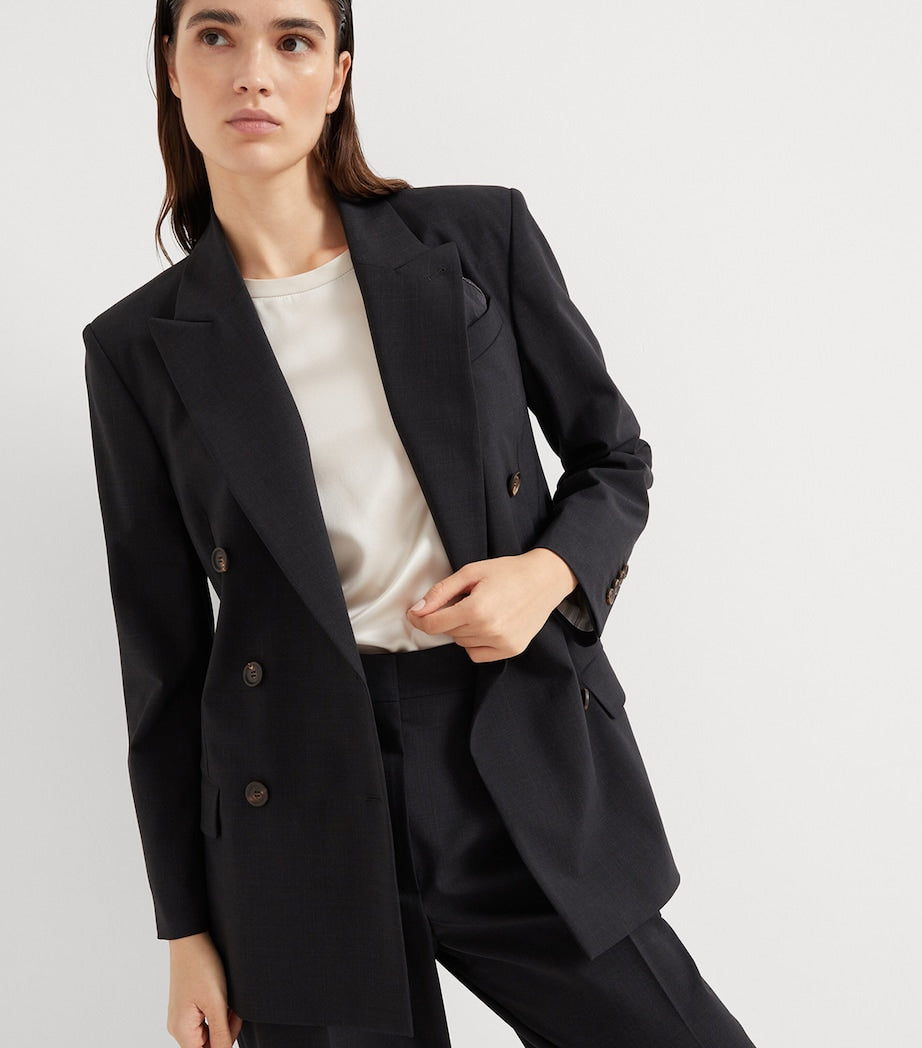 Brunello Cucinelli Black Tropical Luxury Wool Blazer