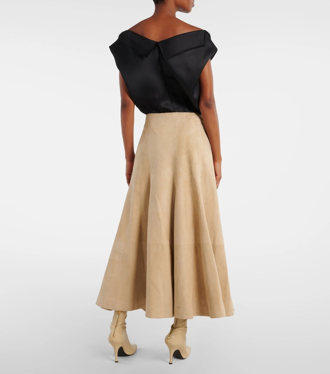 Khaite - Lenno suede midi skirt