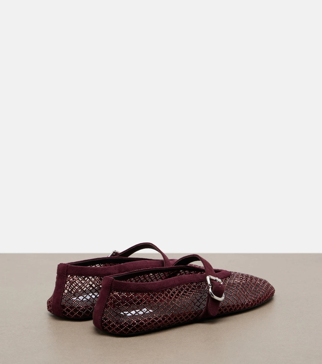 Alaïa - Embellished fishnet ballet flats