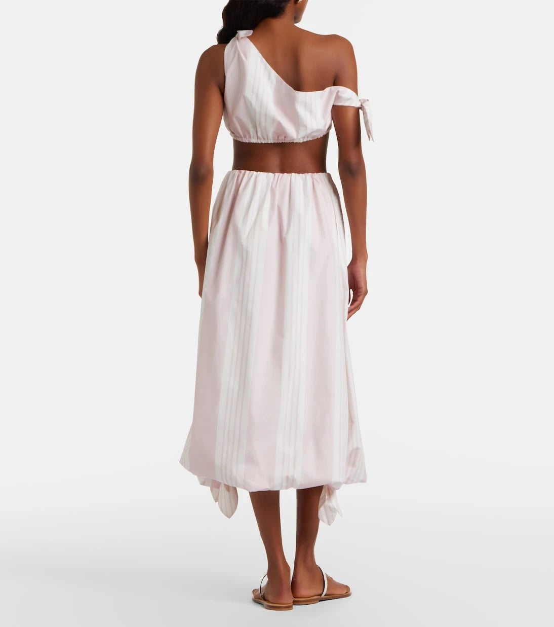 Posse - Rosie striped cotton midi skirt