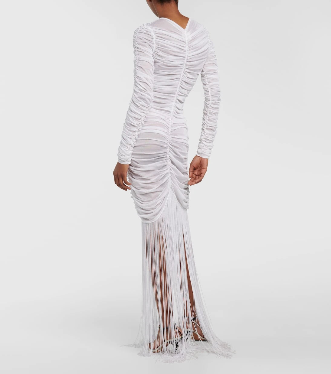 Khaite - Guisa fringed shirred silk-blend gown
