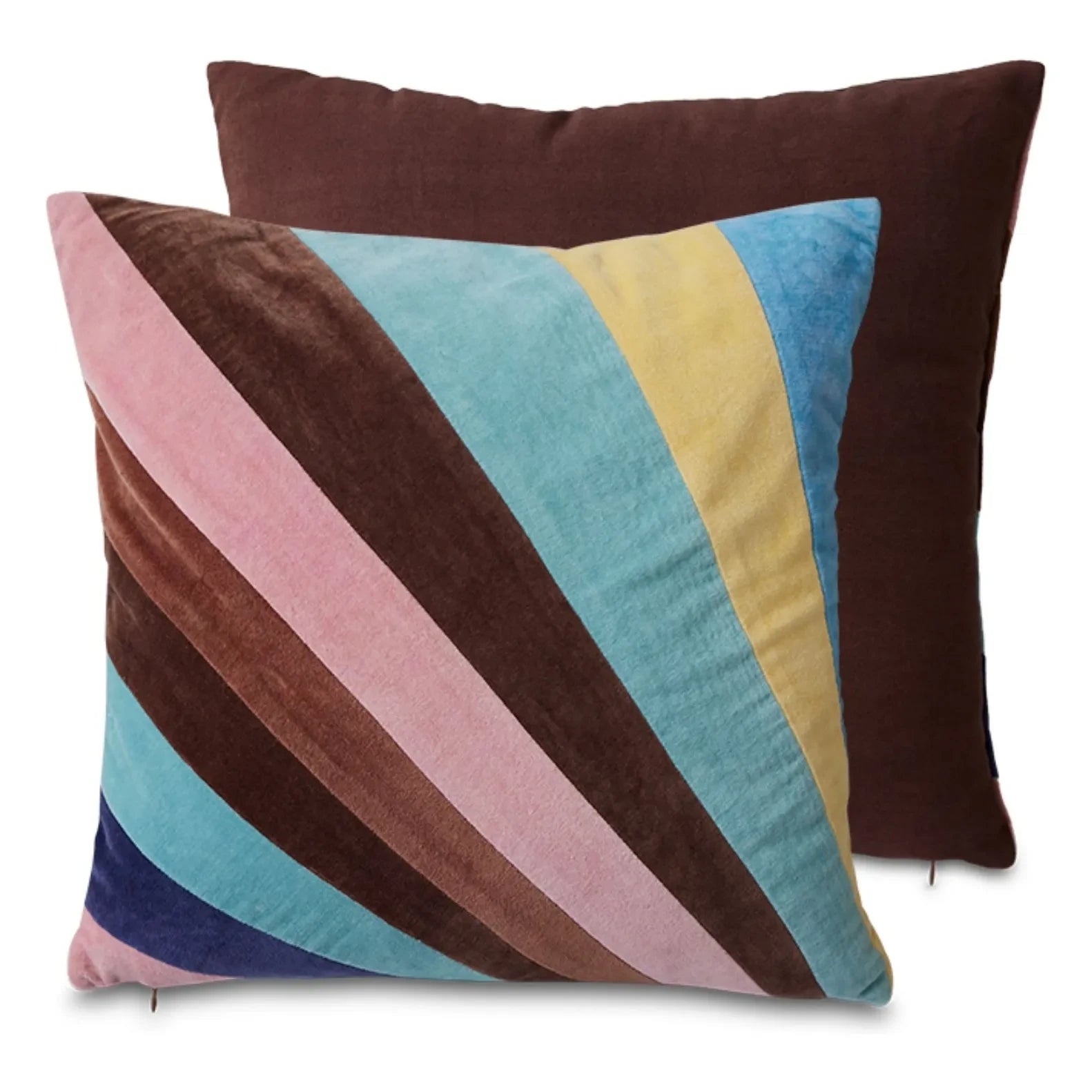 HKliving - Striped velvet cushion | Pink
