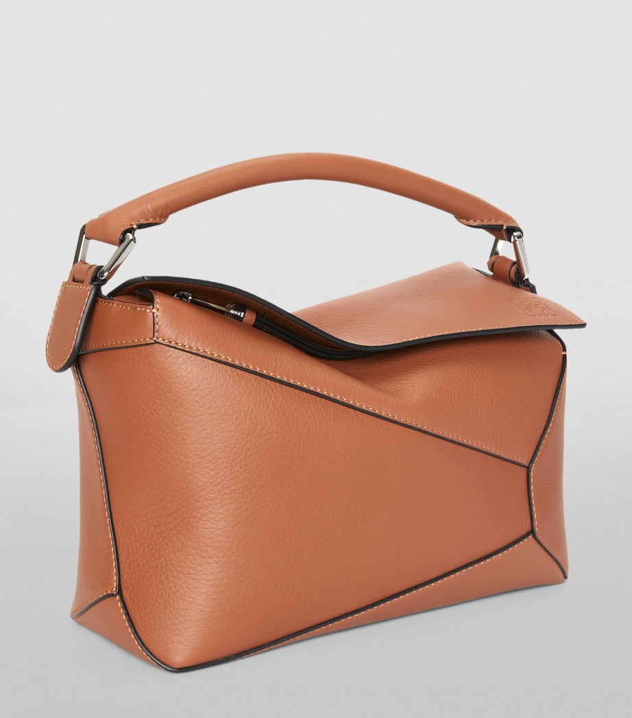 LOEWE Brown Small Leather Puzzle Edge Top-Handle Bag