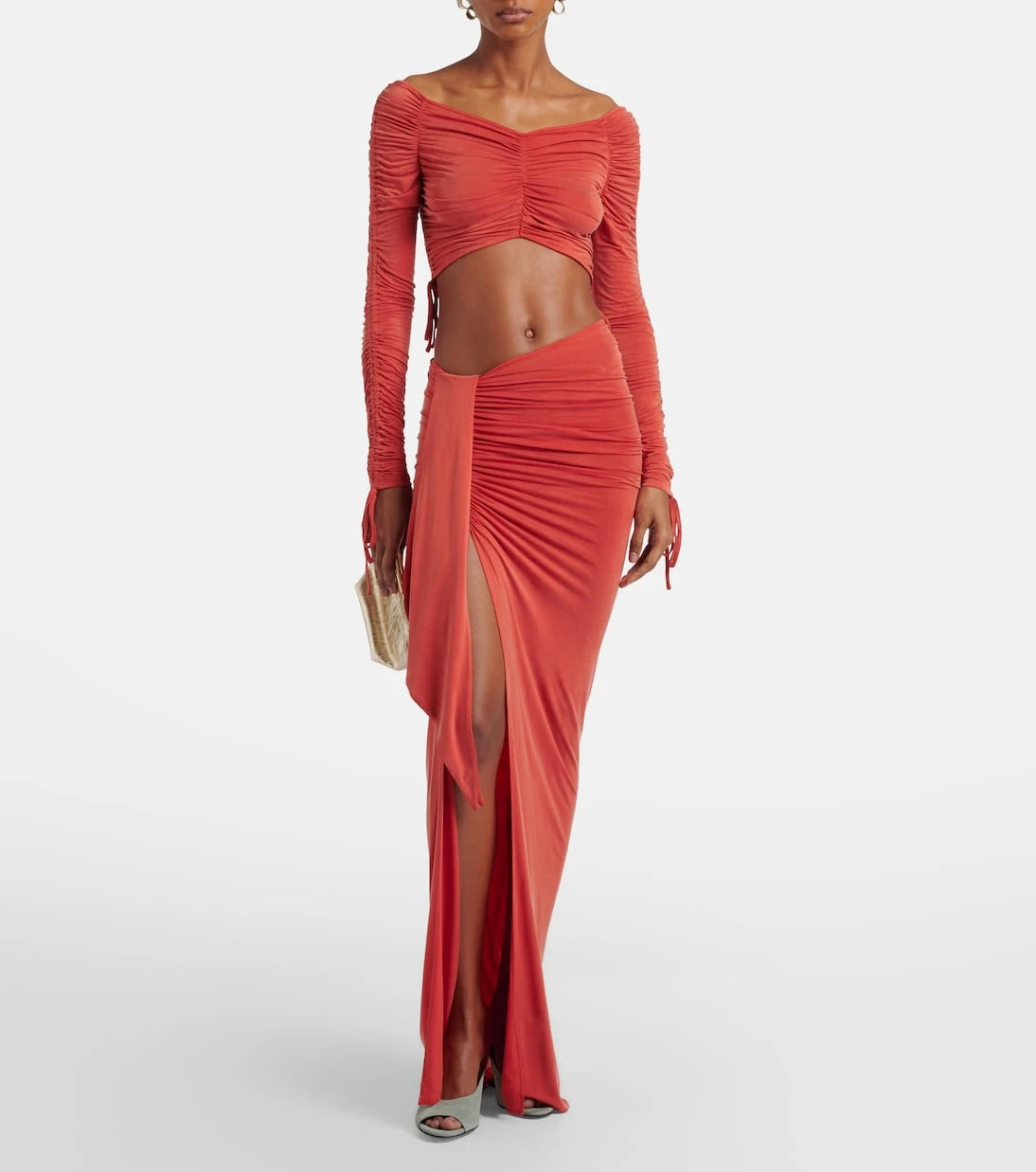 Balmain - Draped jersey maxi skirt