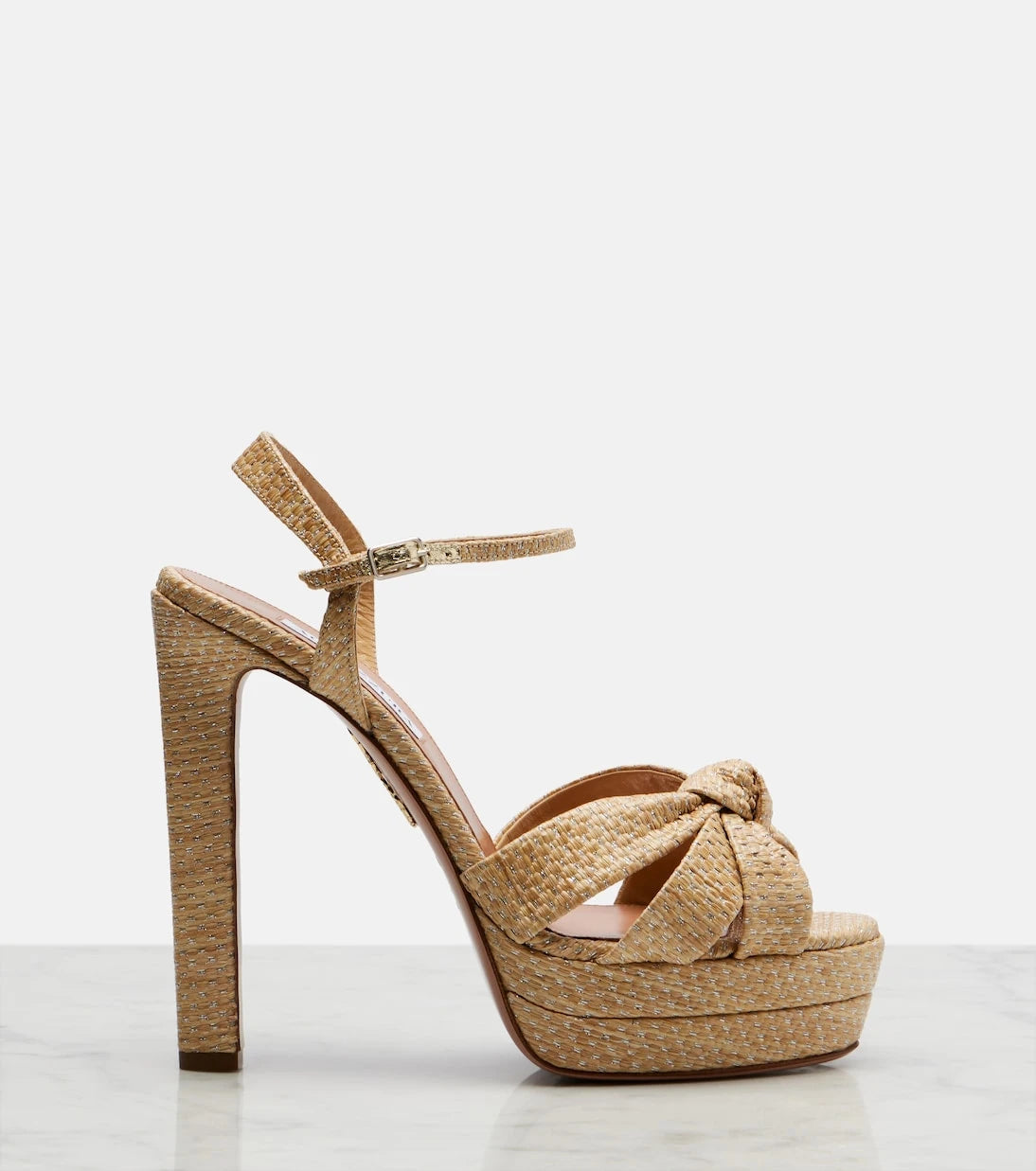 Aquazzura - صندل Nina platform من الرافيا