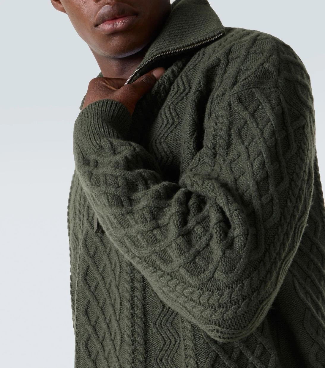 Loewe - Aran-knit wool half-zip turtleneck sweater