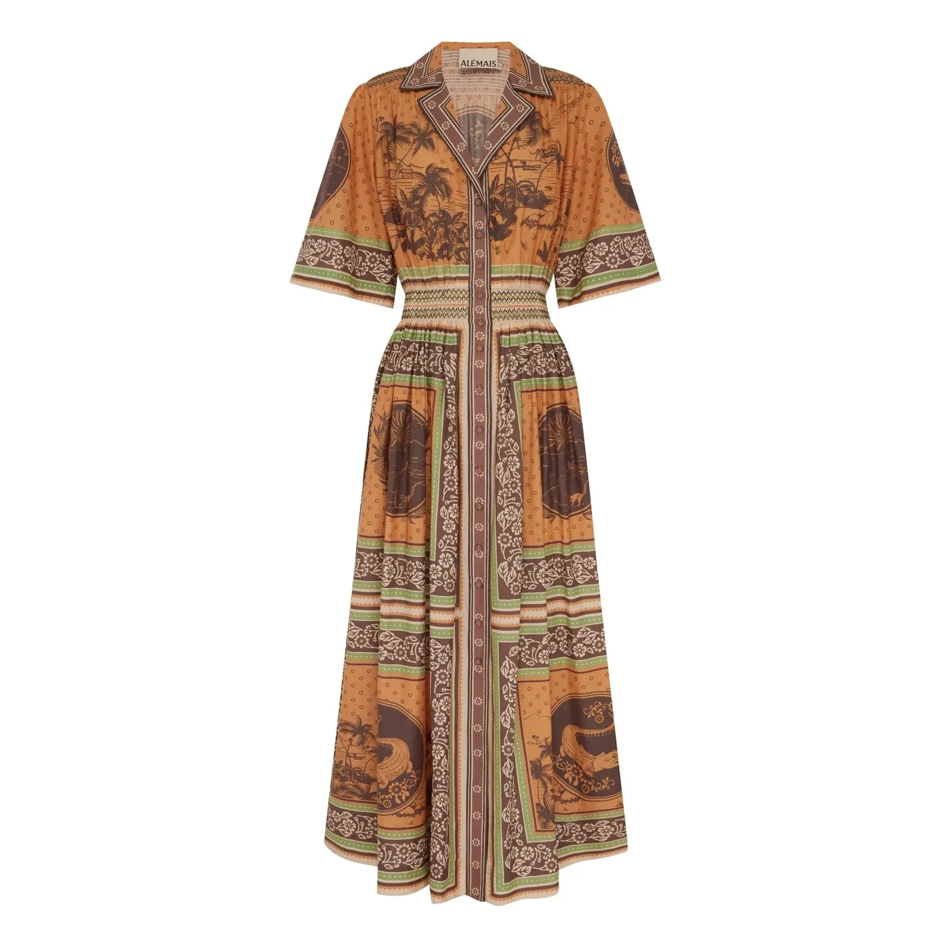 Alémais - Alberta silk and cotton dress | Orange