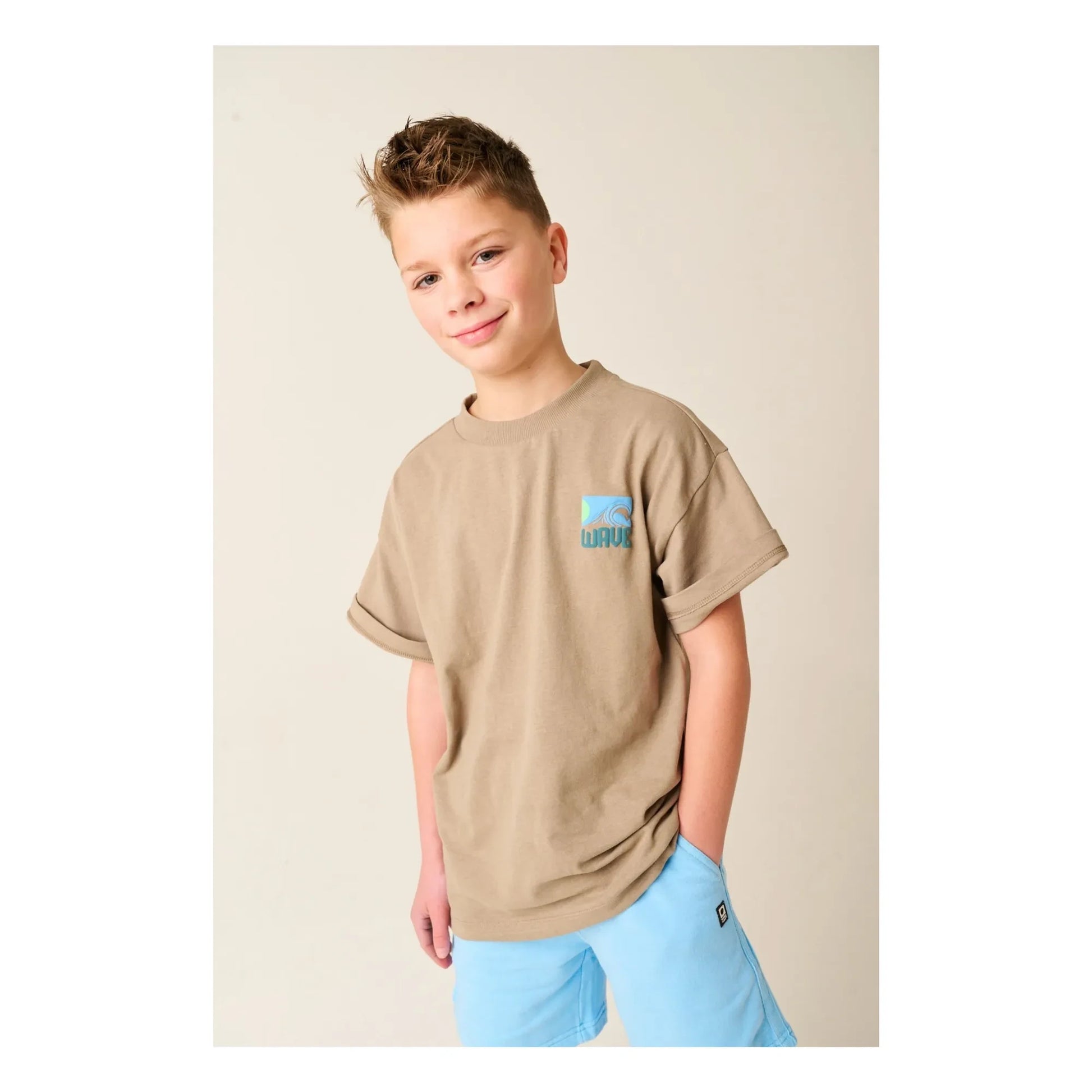 Tumble N'Dry - Big Wave Organic Cotton Jogger Shorts | Light blue