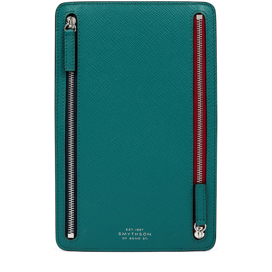 Blue Panama Leather Multi-Zip Wallet