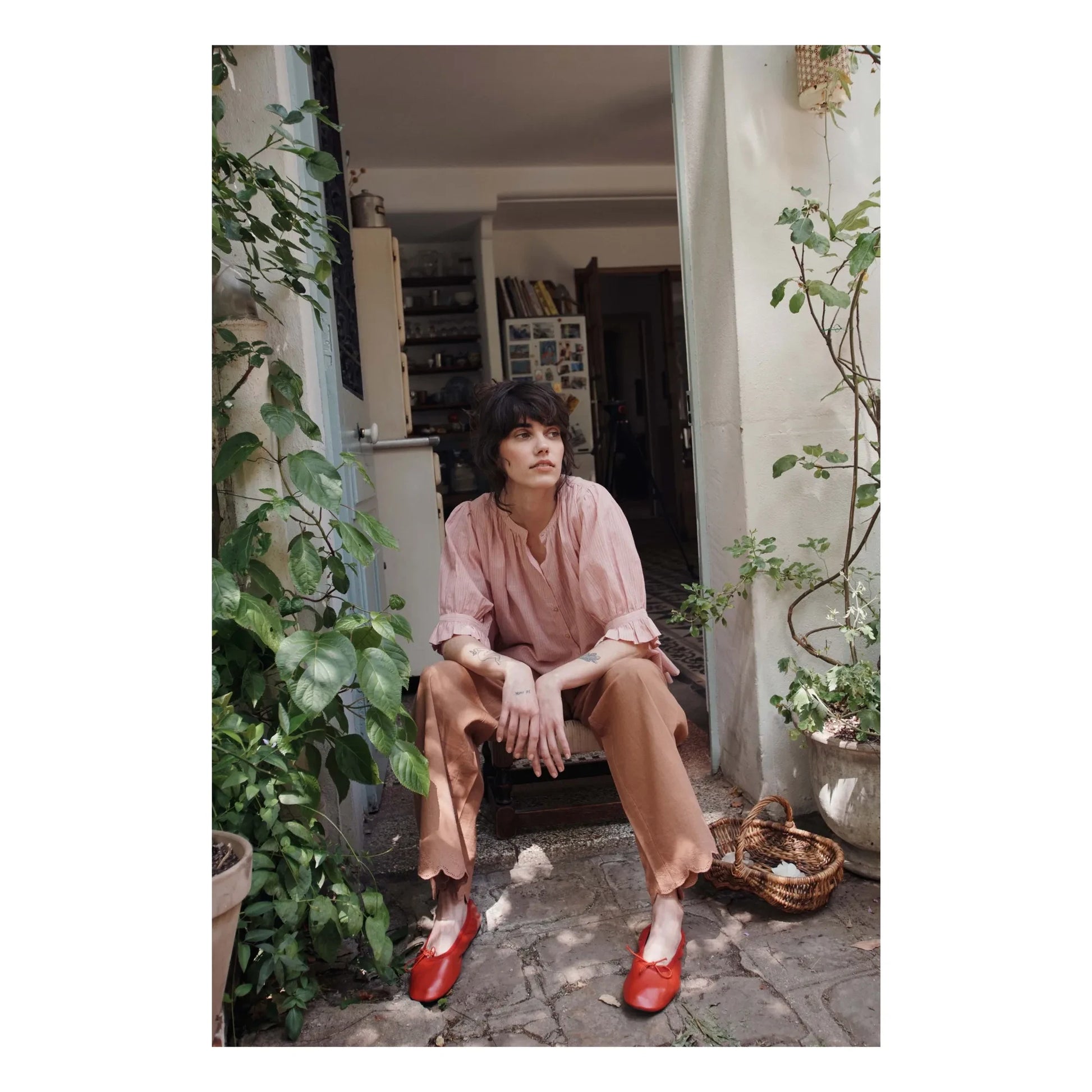 Emile et Ida - Cotton Embroidered Pants | Brown
