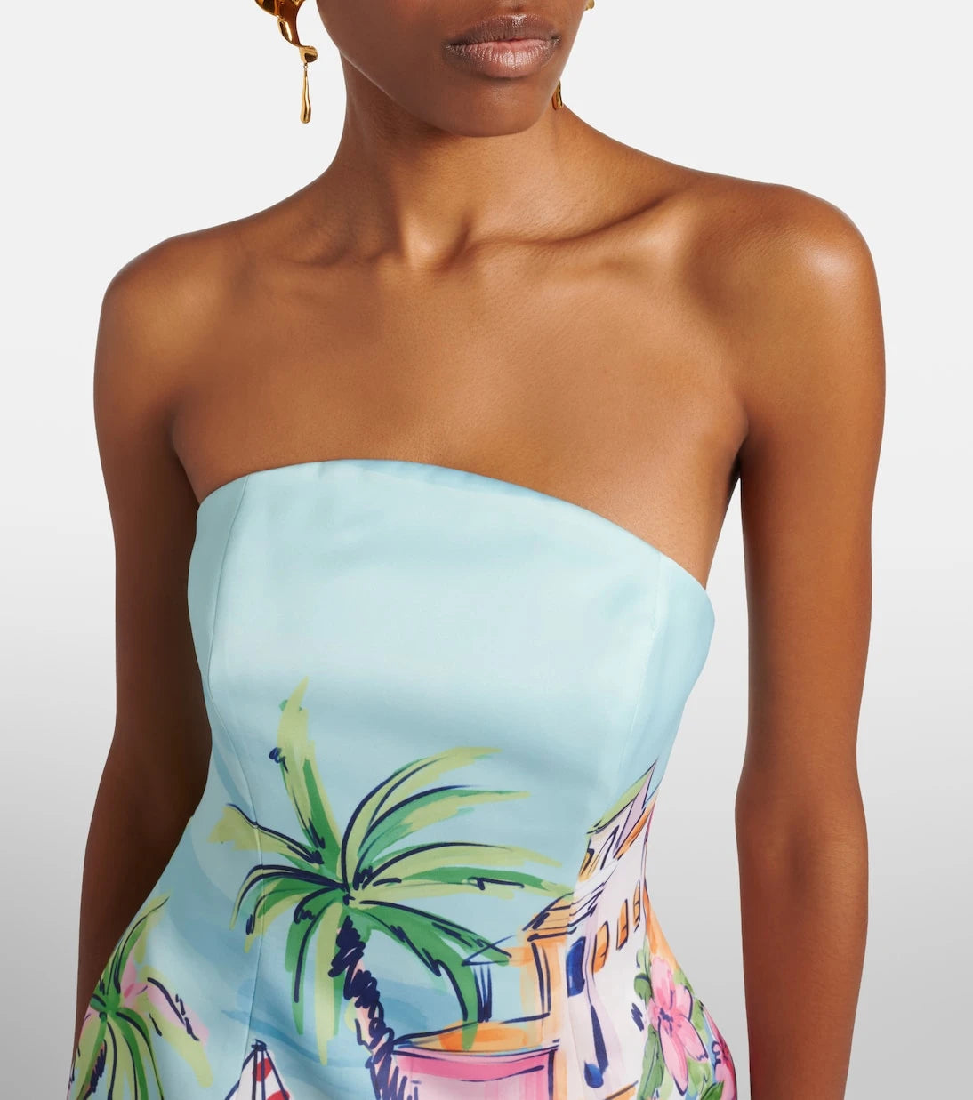 Leo Lin - Printed bustier dress