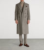 Grey Cashmere Donegal Tweed Double-Breasted Overcoat