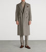 Grey Cashmere Donegal Tweed Double-Breasted Overcoat