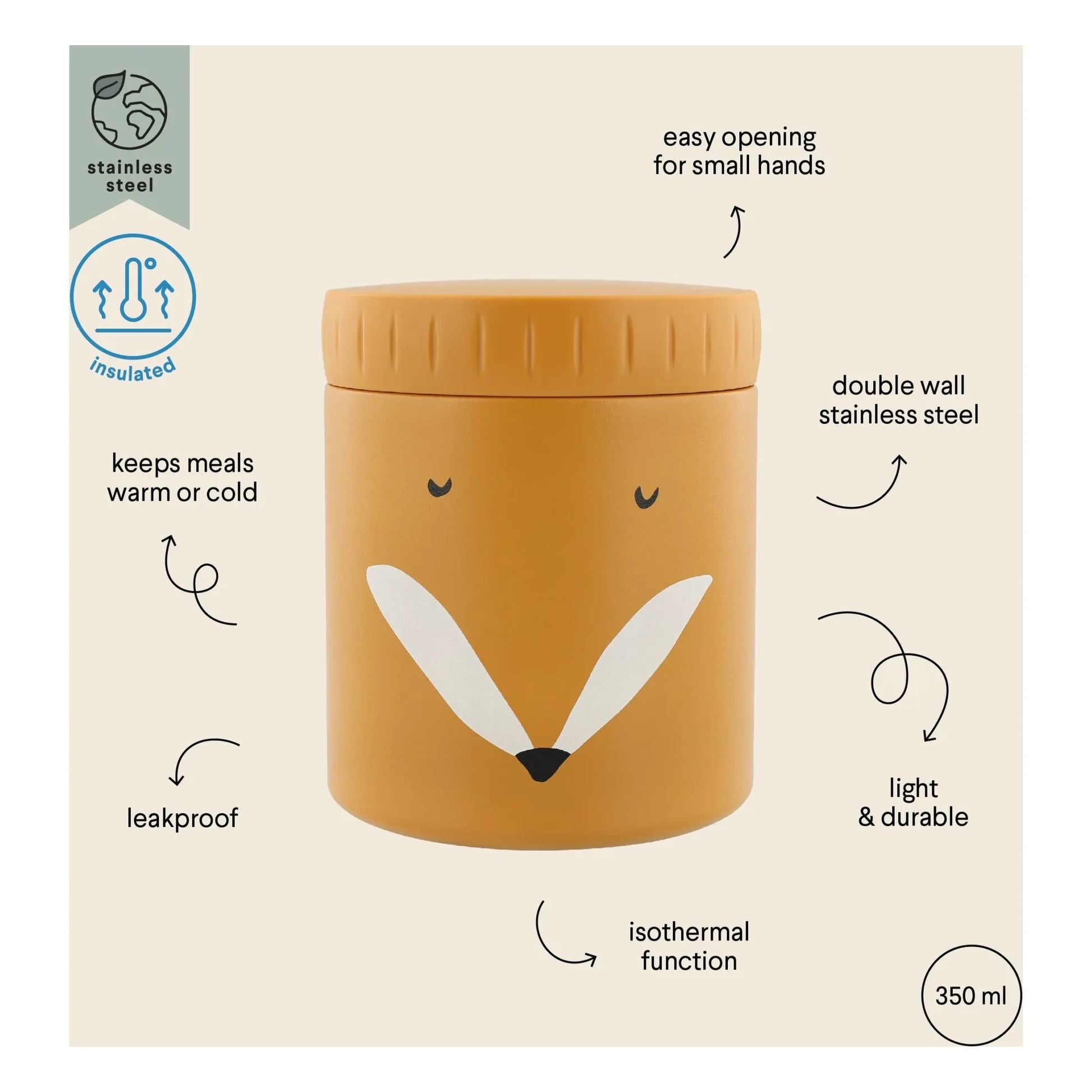 Trixie - Isothermal lunch box 350 ml Mr Fox | Orange