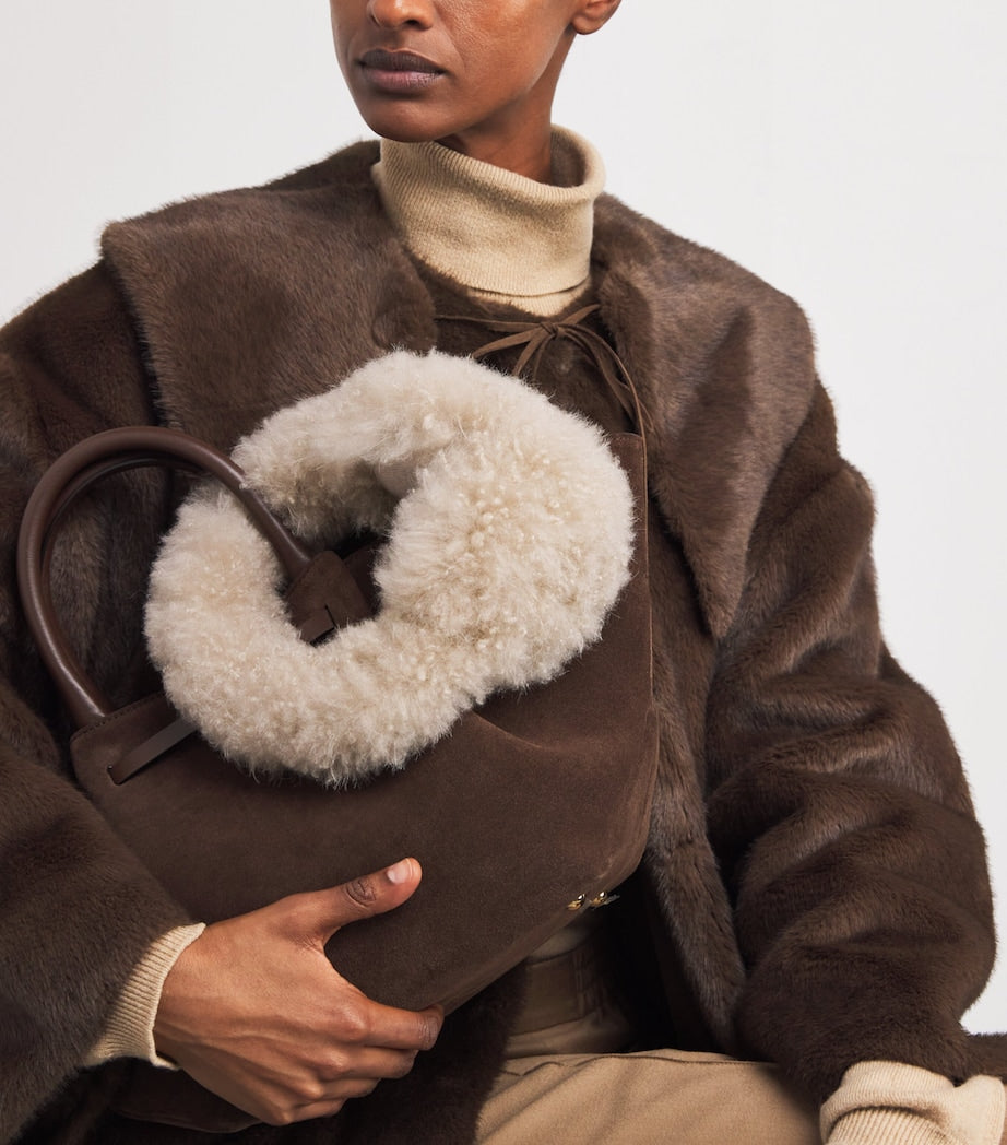 Yves Salomon Beige Lamb Shearling Earmuffs