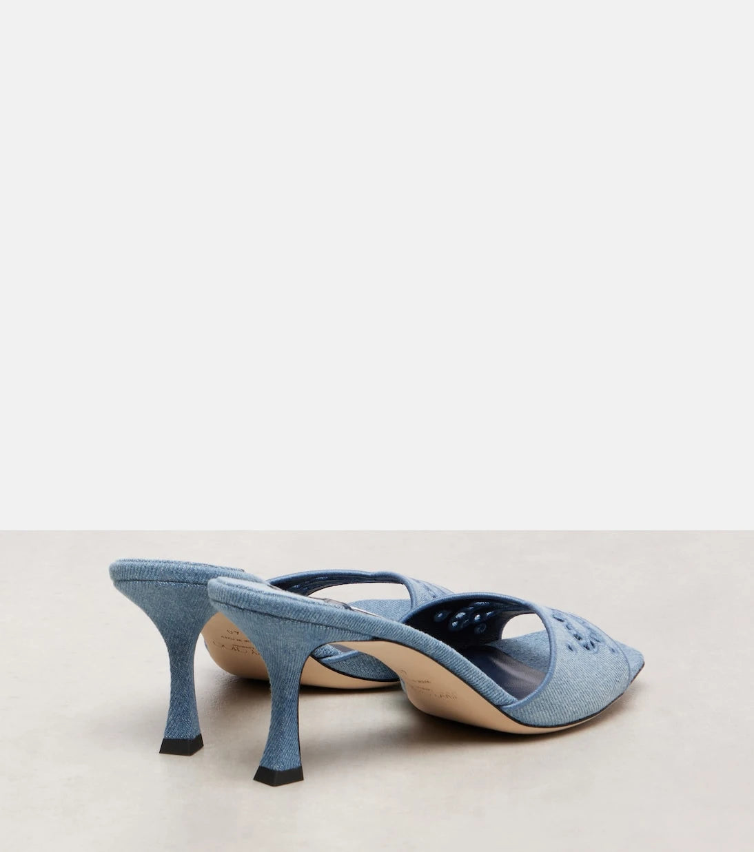 Jimmy Choo - Skye 70 embroidered denim mules
