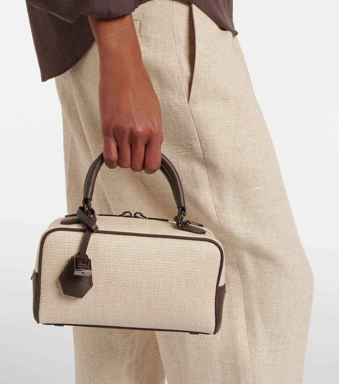 Brunello Cucinelli - Leather-trimmed top-handle bag