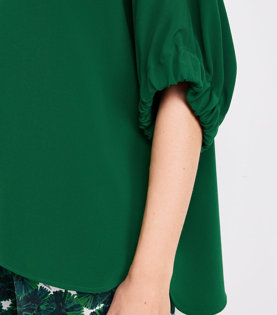 Max Mara Green Crepe Boat-Neck Blouse
