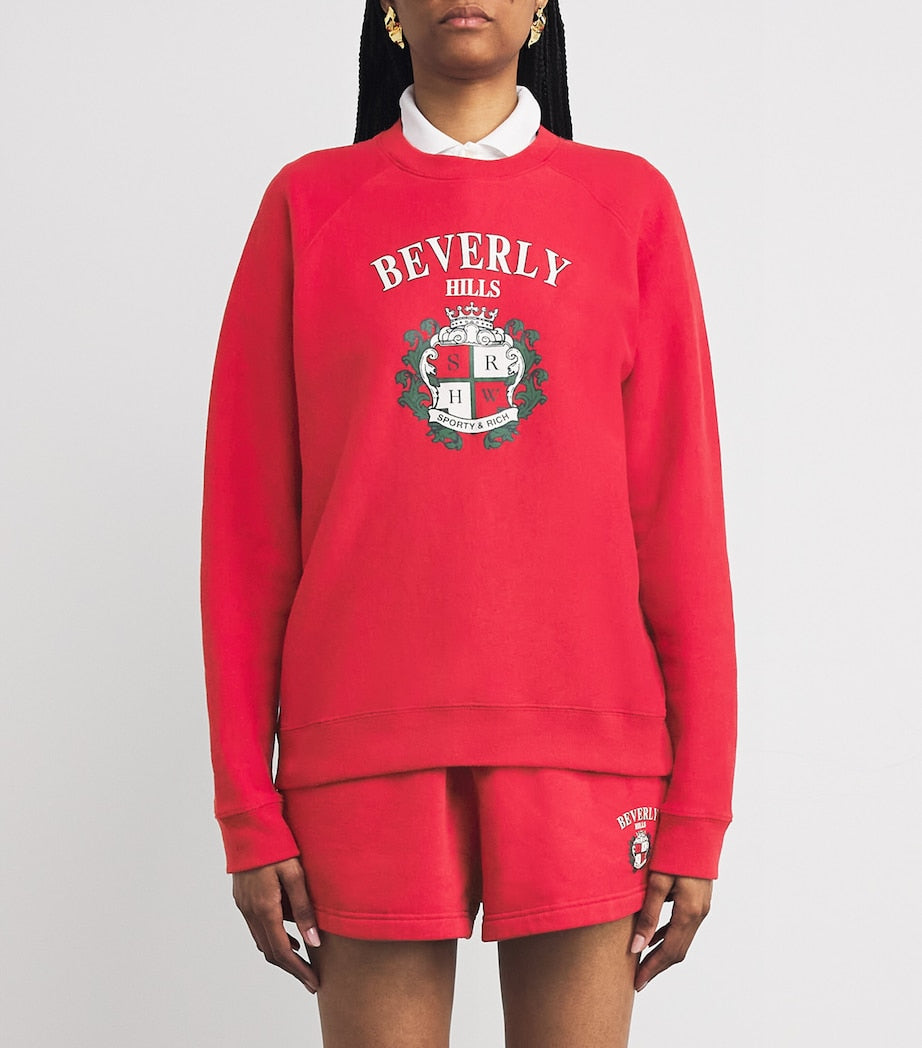 Sporty & Rich Red Beverly Hills Crest Sweatshirt