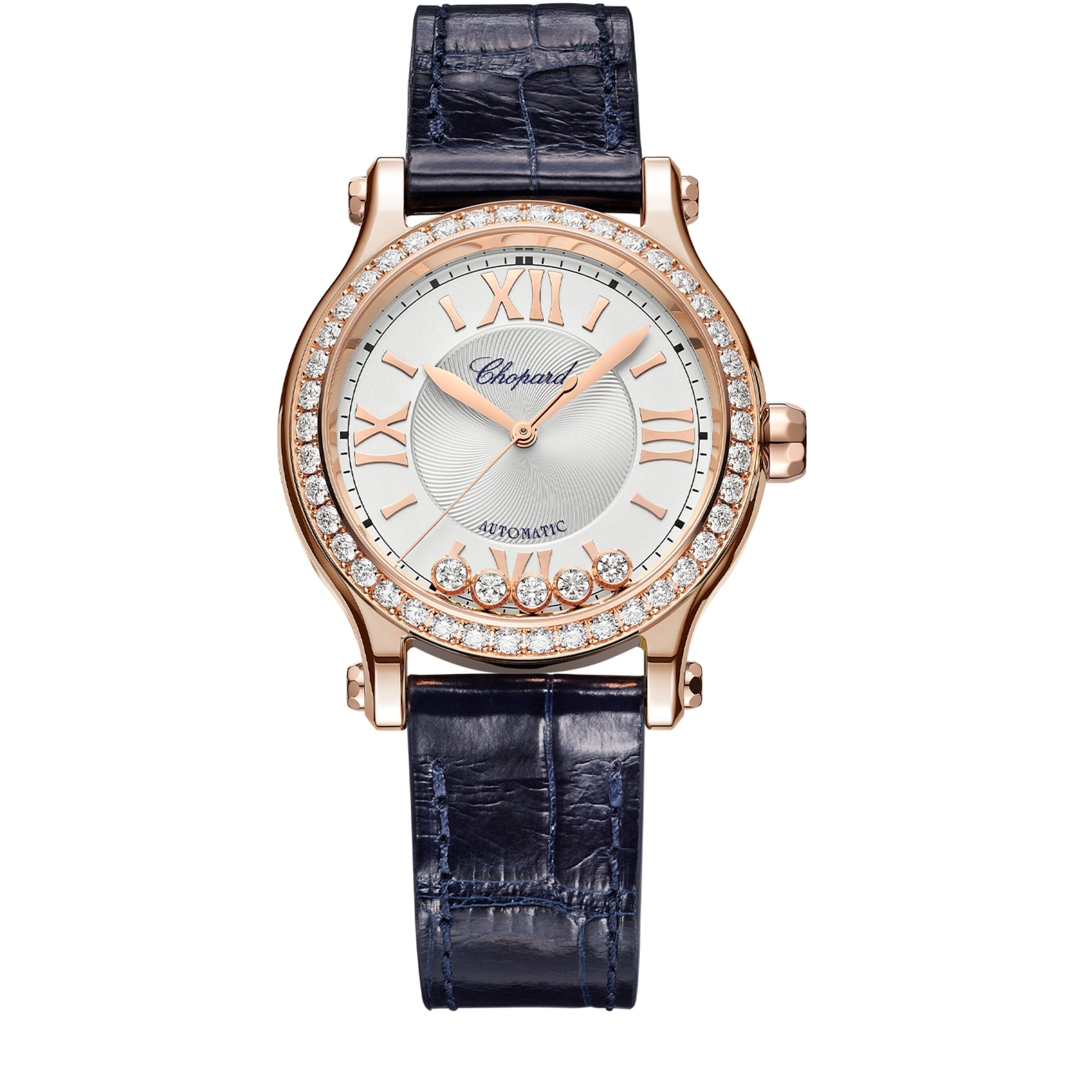 Rose Gold and Diamond Happy Sport Automatic Watch 33mm