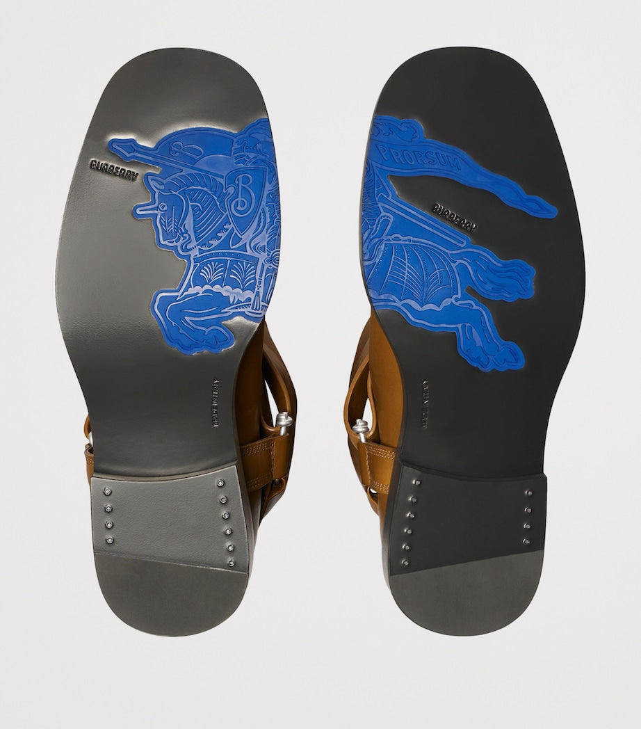 Burberry Brown Leather Saddle Knee-High Boots