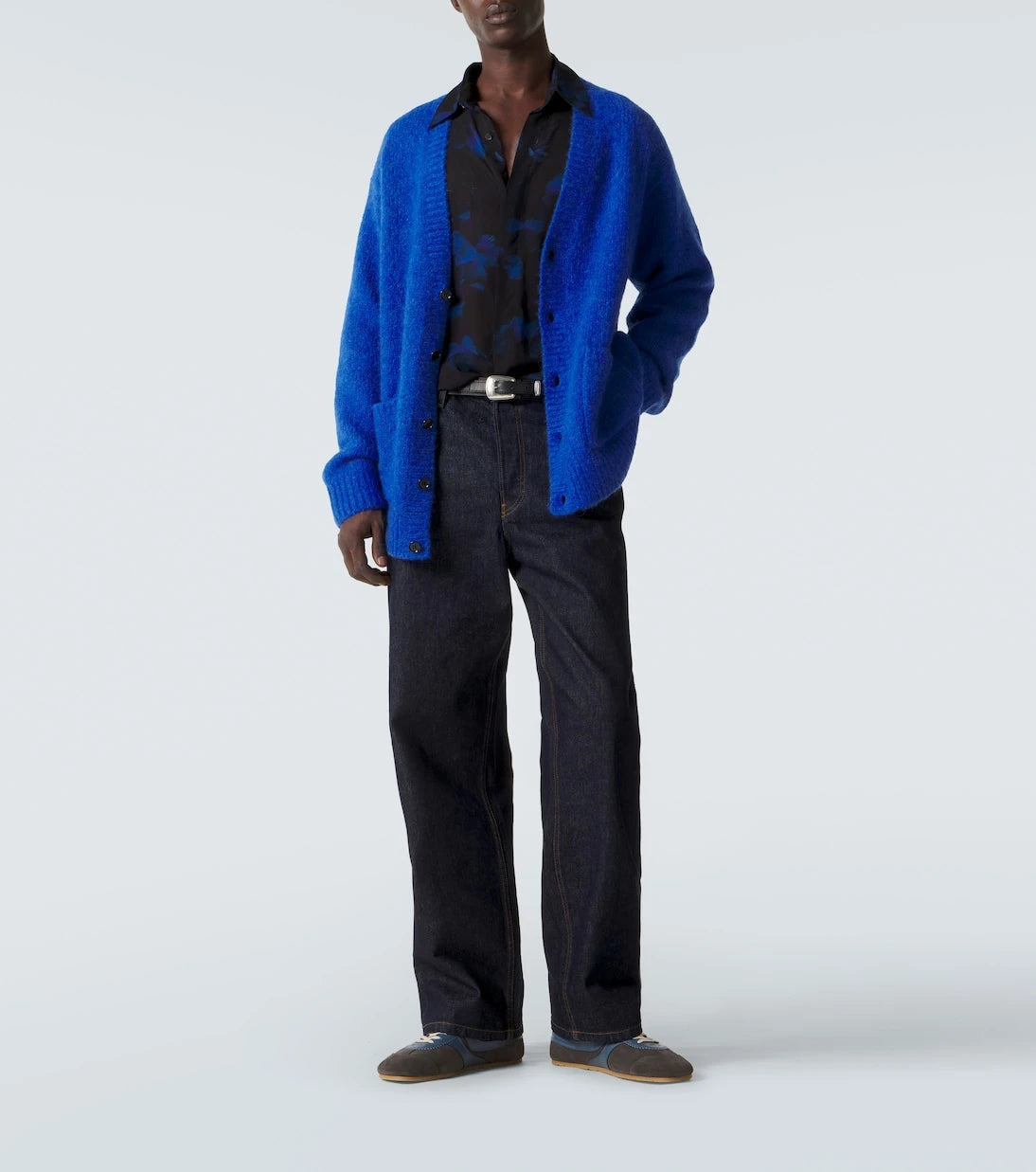 Dries Van Noten - Leather-trimmed suede sneakers