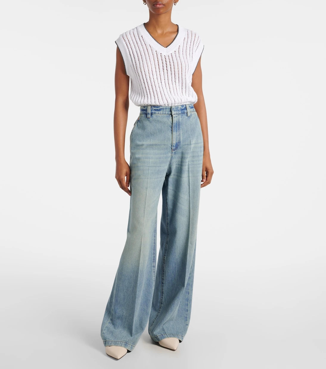 Brunello Cucinelli - Low Slung Monili wide-leg jeans