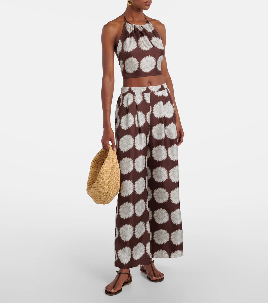 Asceno - Bello printed halterneck silk top