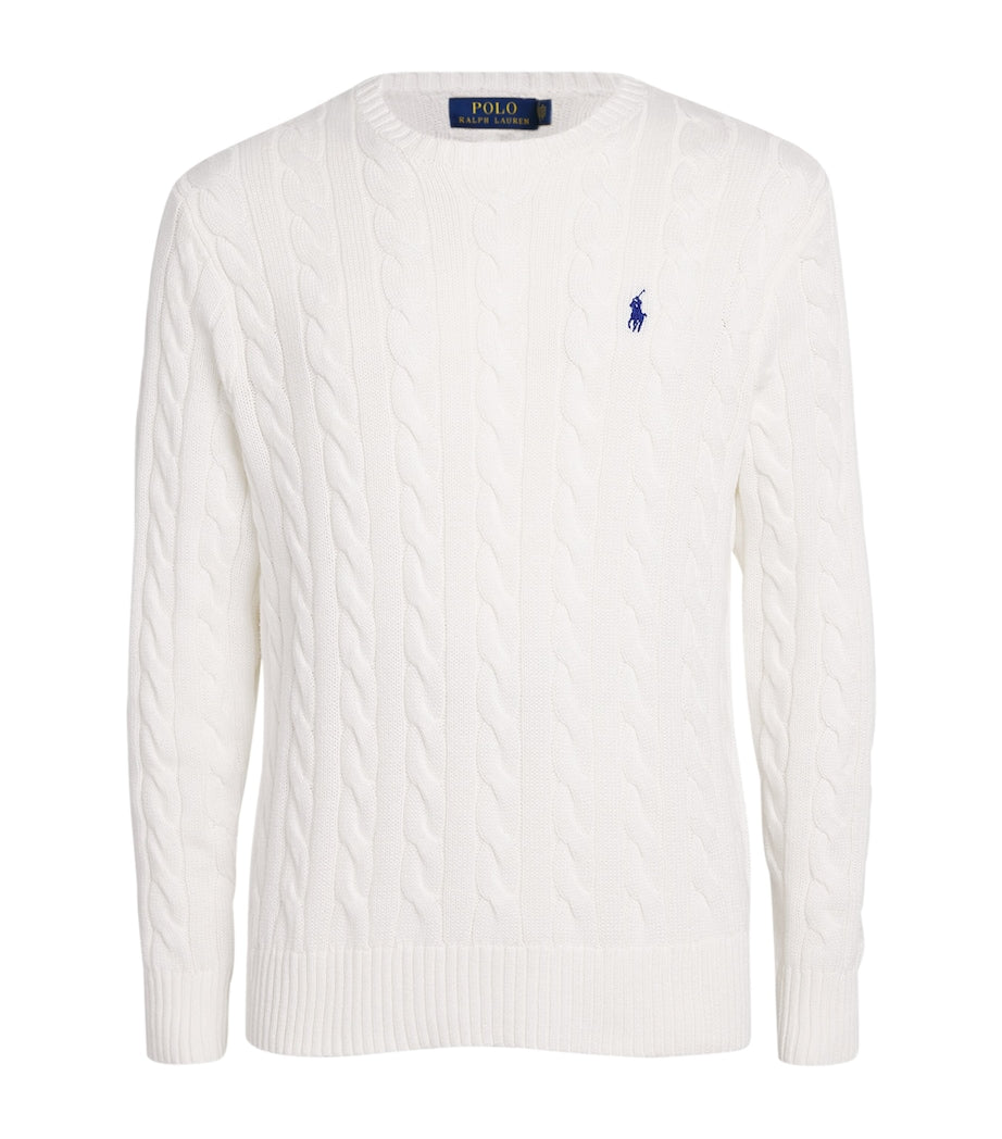 Polo Ralph Lauren White Cotton Cable-Knit Sweater
