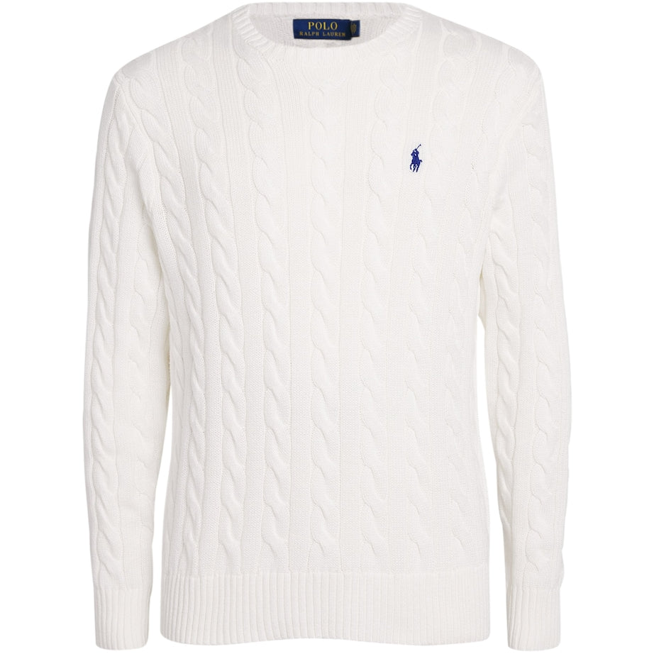 Polo Ralph Lauren White Cotton Cable-Knit Sweater