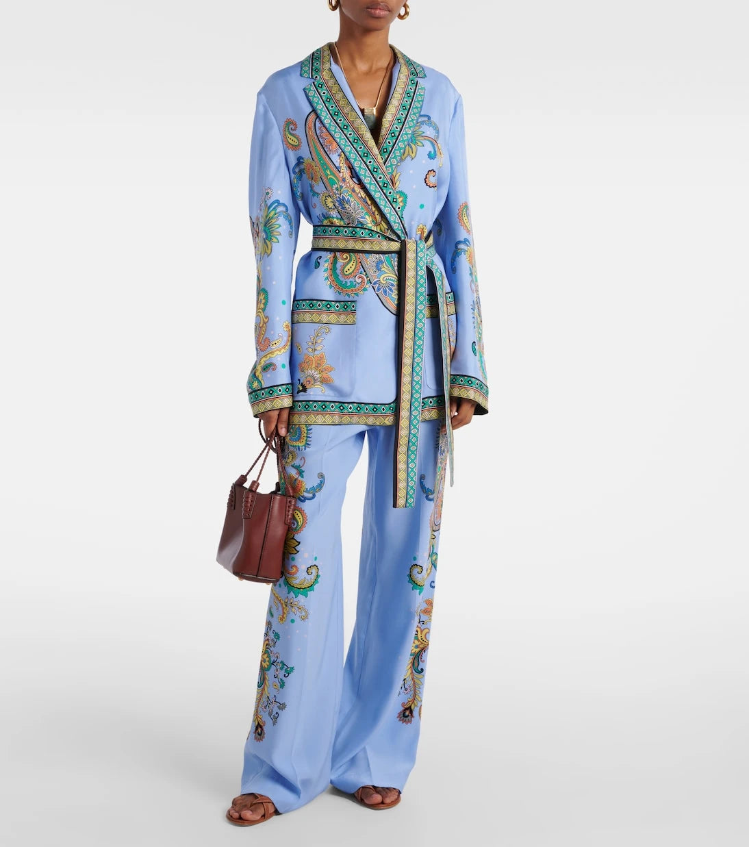 Etro - Paisley silk twill wrap blazer