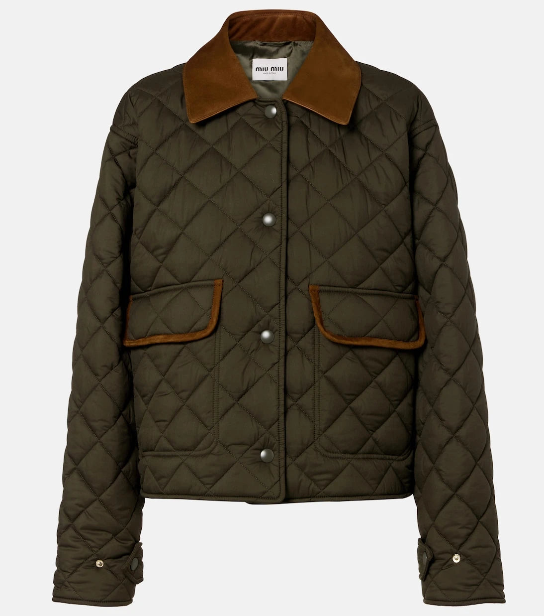 Miu Miu - Quilted leather-trimmed jacket