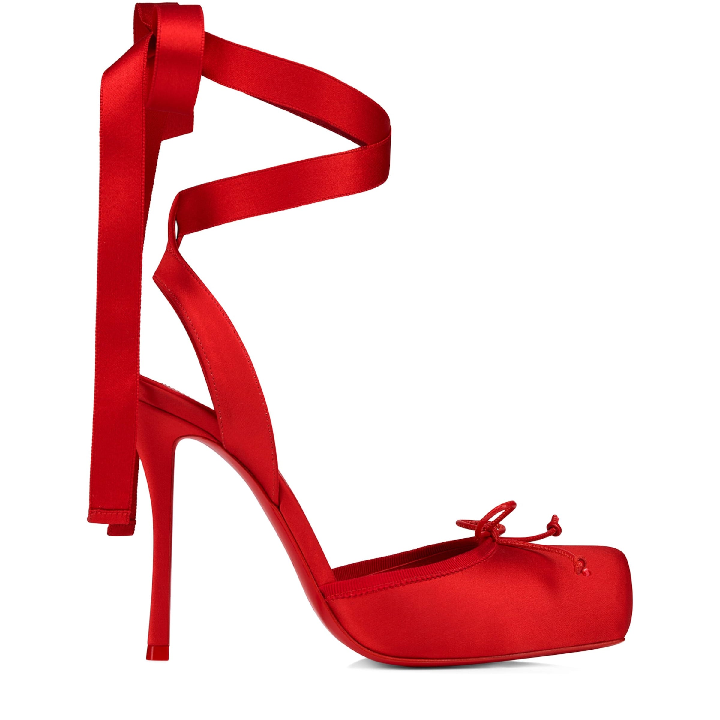 Christian Louboutin Red Cassia Lace-Up Satin Pumps 100