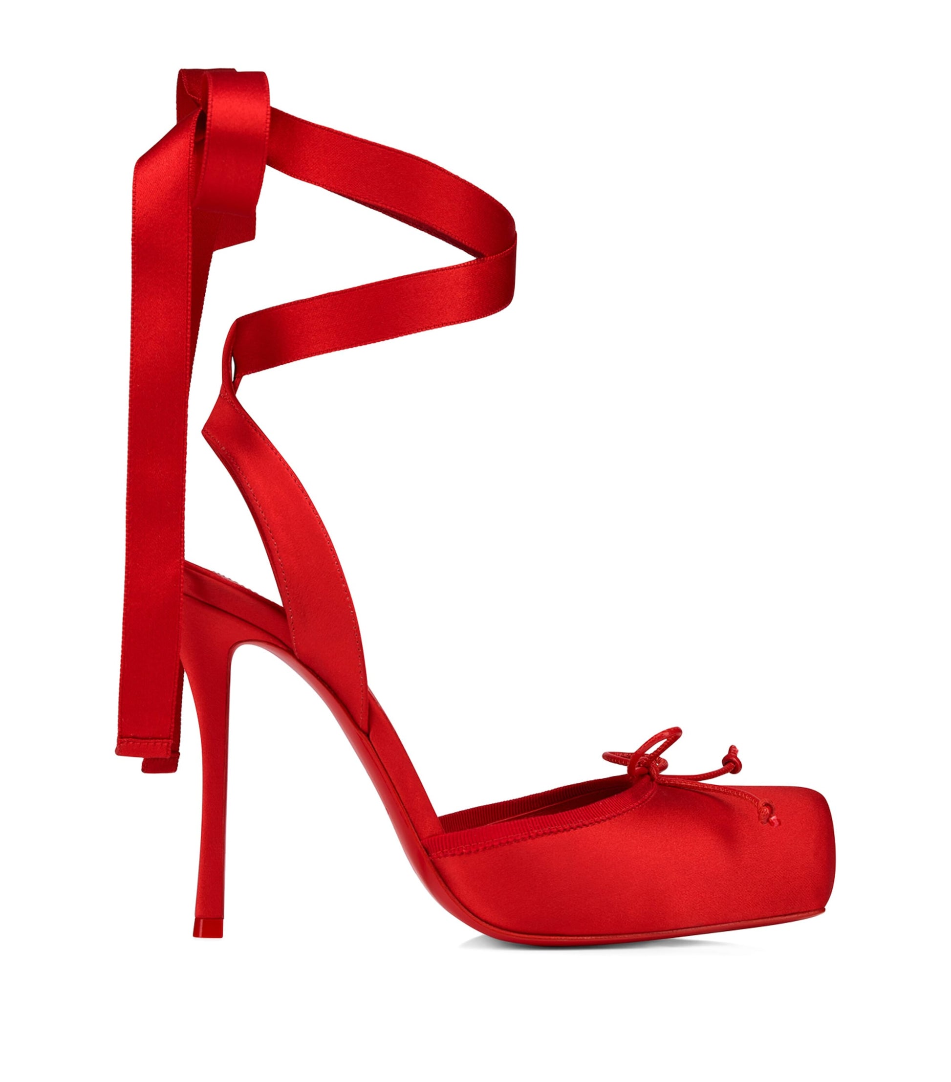 Christian Louboutin Red Cassia Lace-Up Satin Pumps 100
