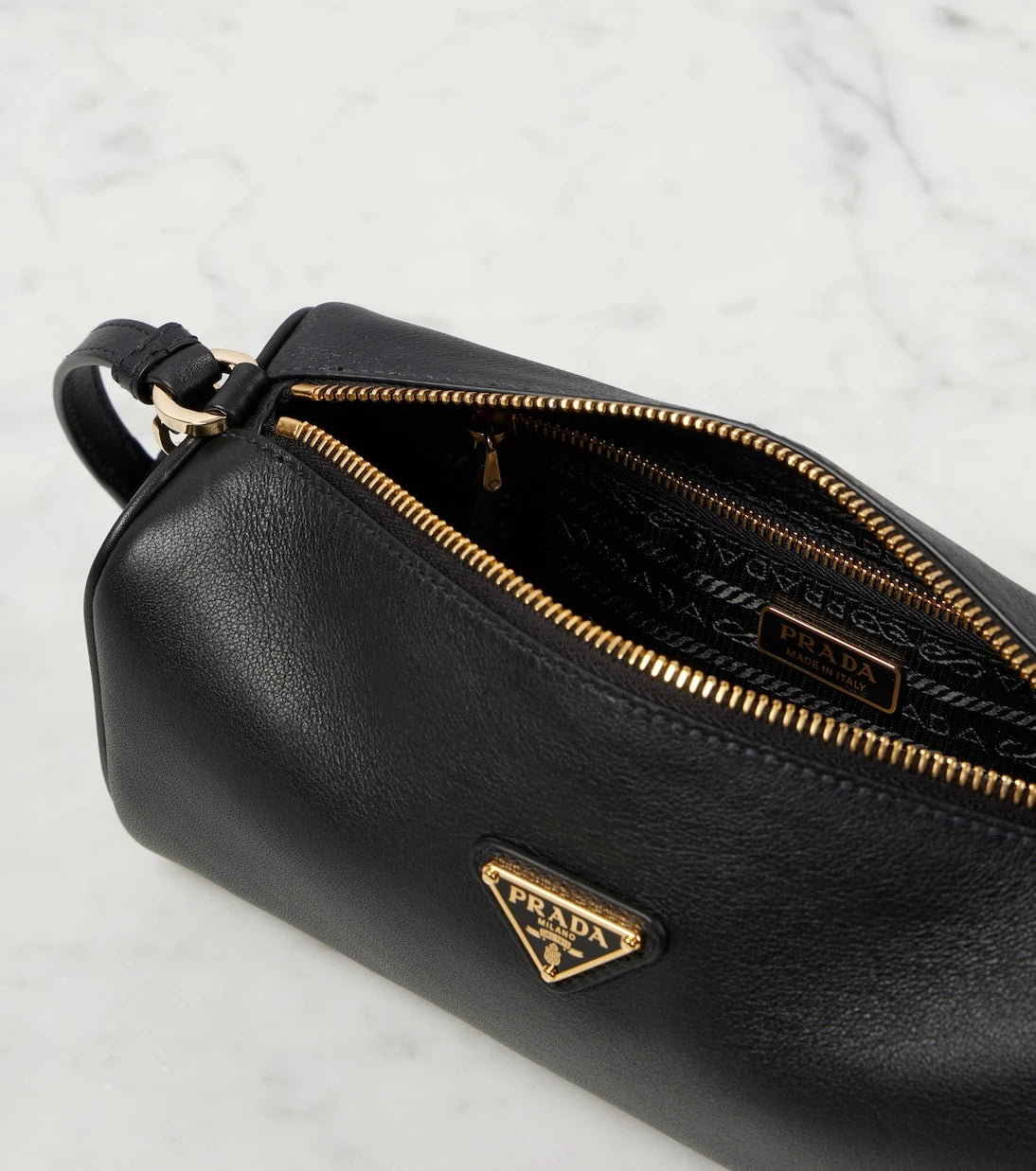 Prada - Mini logo leather shoulder bag