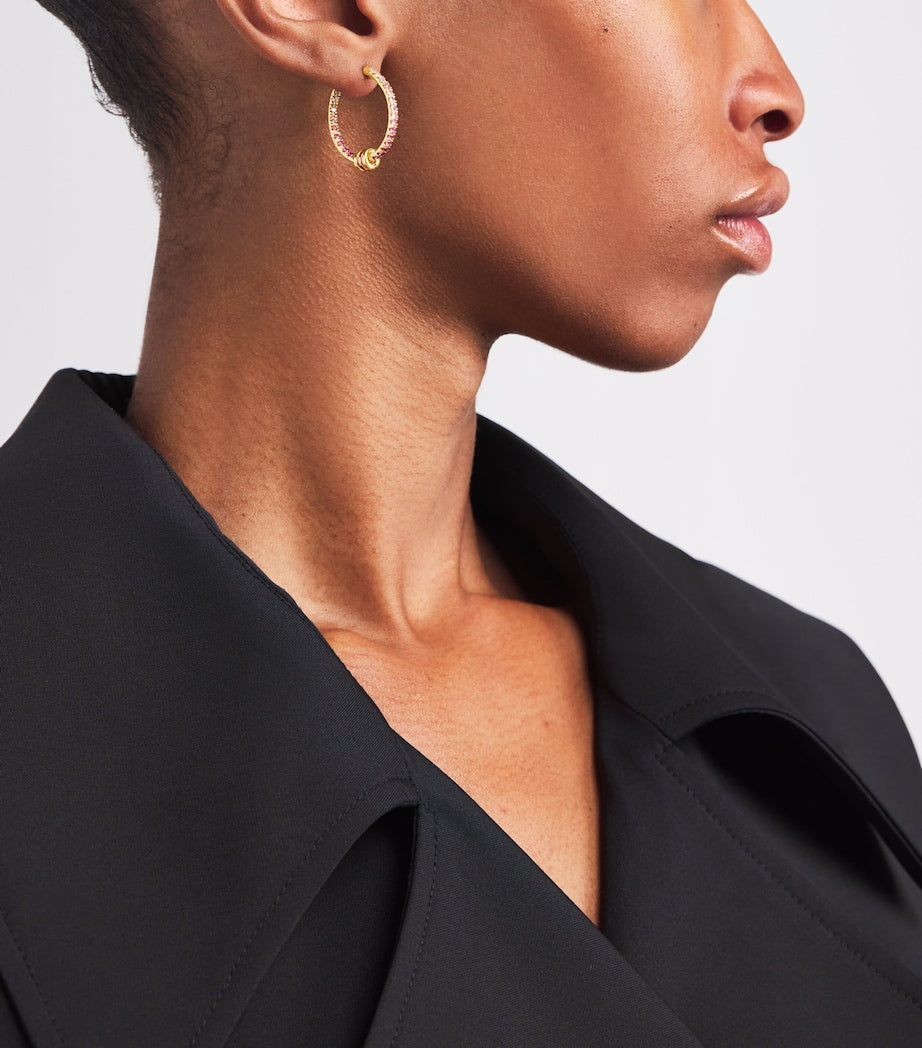 Mixed Gold and Sapphire Argo Demi Hoop Earrings