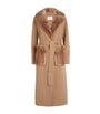 Yves Salomon Beige Cashmere-Wool Fox Fur-Trim Coat