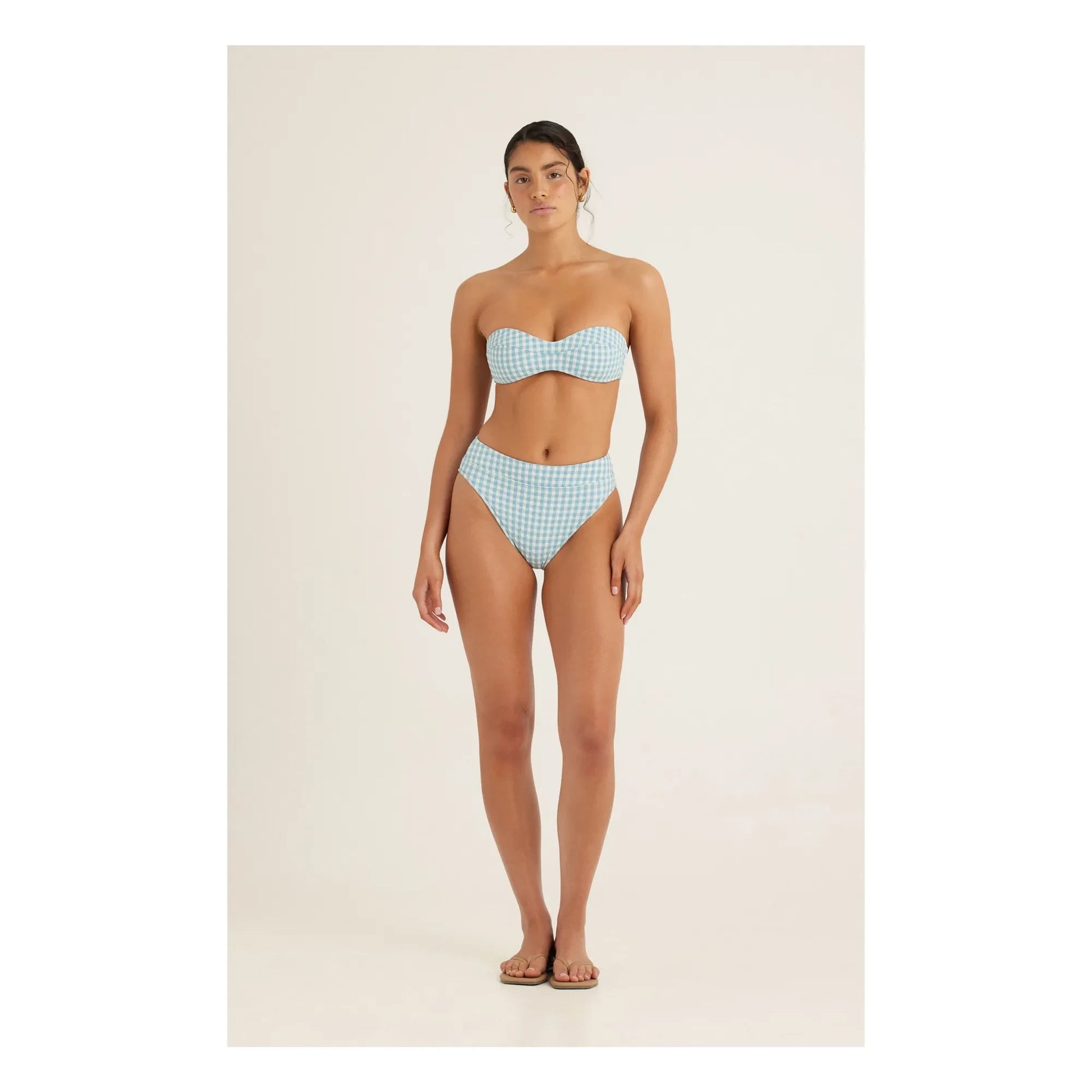 Peony - Vichy Bustier Swimsuit Top | Blue